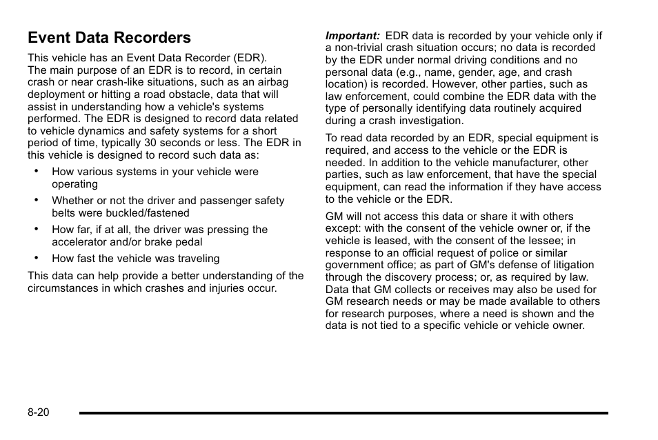 Event data recorders, Event data recorders -20 | GMC 2010 Sierra User Manual | Page 640 / 658