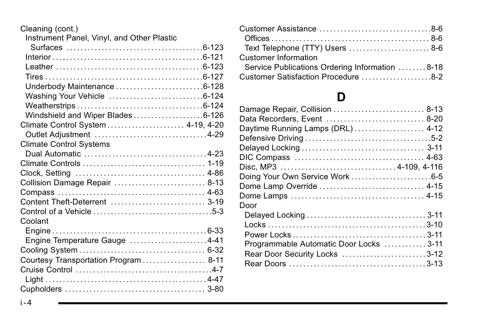 Index_d | GMC 2010 Sierra User Manual | Page 646 / 658