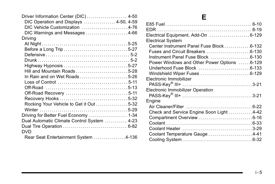 Index_e | GMC 2010 Sierra User Manual | Page 647 / 658