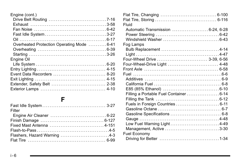 Index_f | GMC 2010 Sierra User Manual | Page 648 / 658