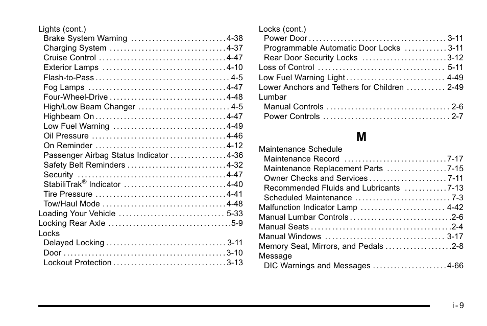 Index_m | GMC 2010 Sierra User Manual | Page 651 / 658