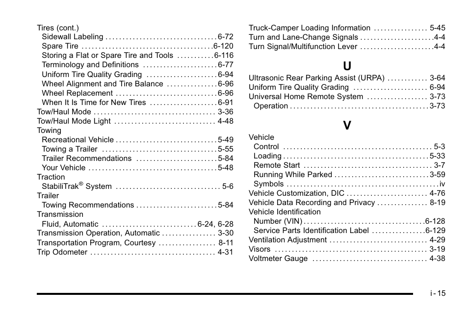 Index_u, Index_v | GMC 2010 Sierra User Manual | Page 657 / 658