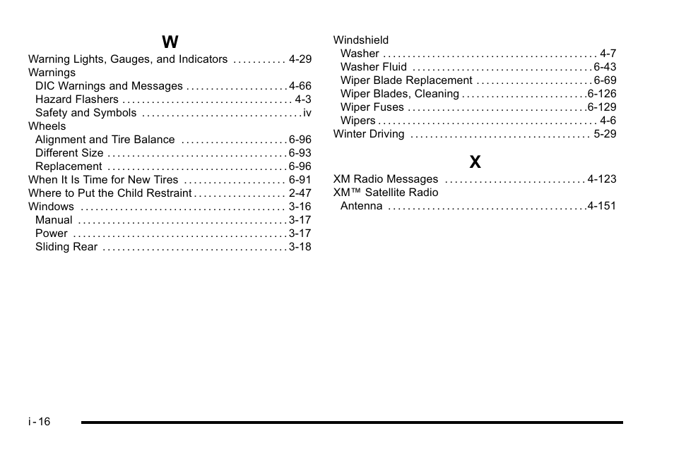 Index_w, Index_x | GMC 2010 Sierra User Manual | Page 658 / 658