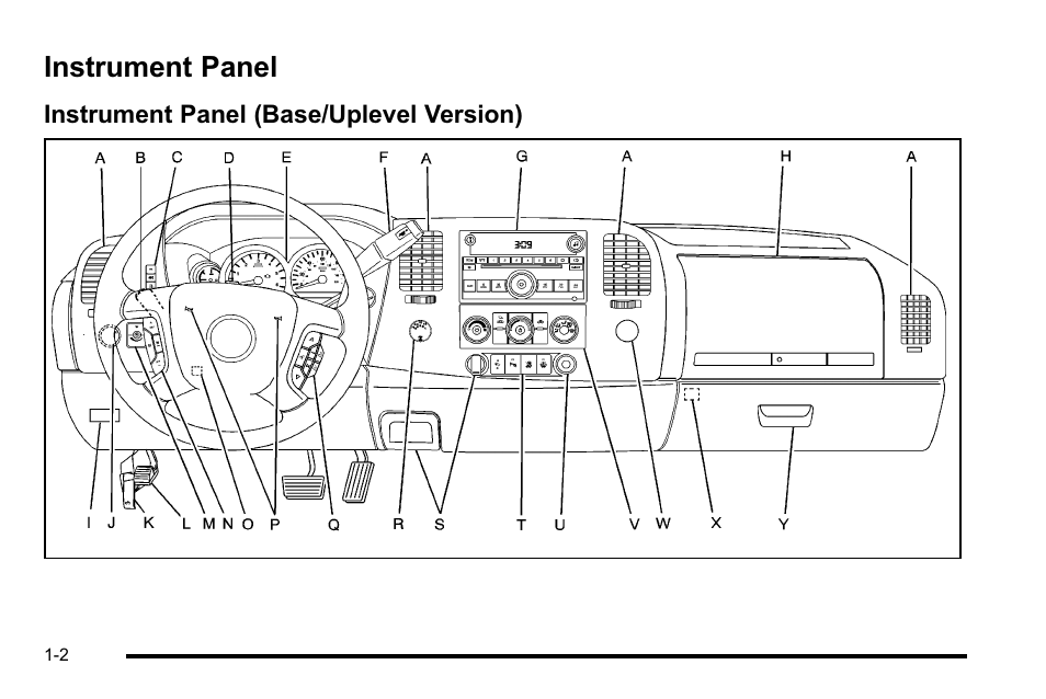 Instrument panel, Instrument panel (base/uplevel version), Instrument panel -2 | Storage, Instrument panel (base/uplevel version) -2 | GMC 2010 Sierra User Manual | Page 8 / 658