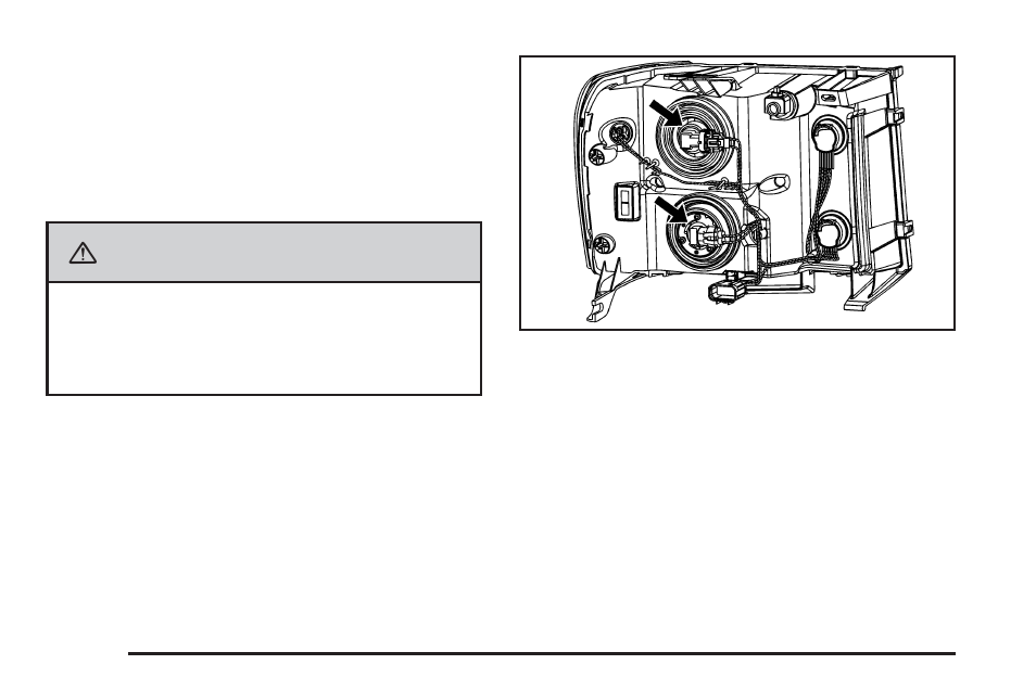 Bulb replacement, Halogen bulbs, Headlamps | Bulb replacement -52, Halogen bulbs -52 headlamps -52, Caution | GMC 2009 Sierra User Manual | Page 364 / 478