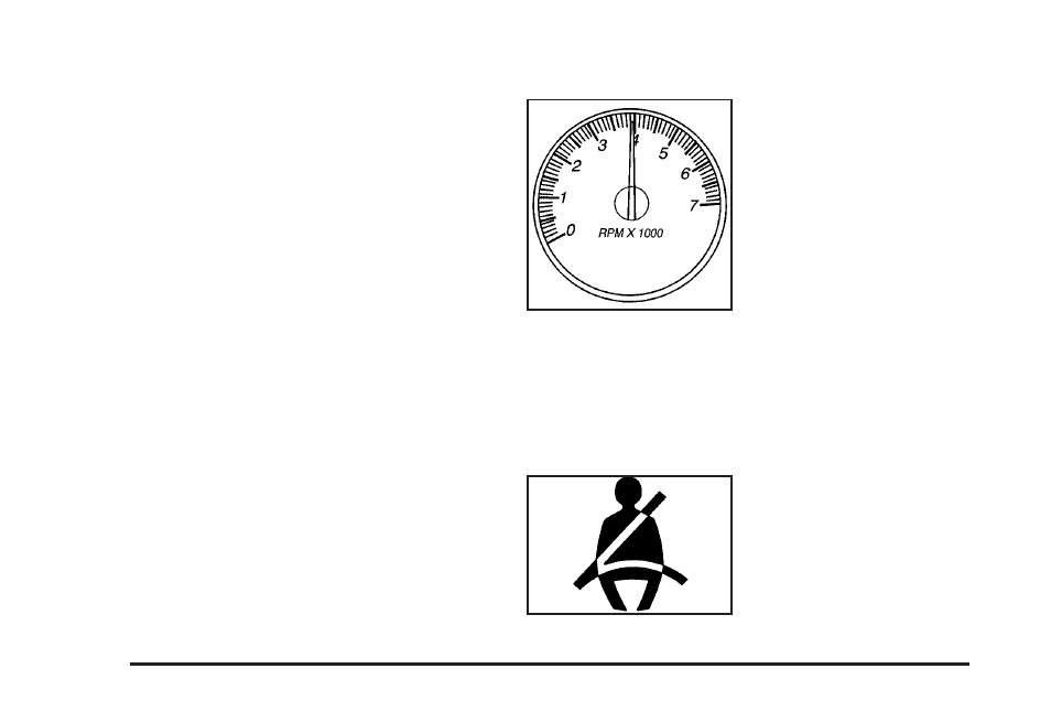 Speedometer and odometer, Trip odometer, Tachometer | Safety belt reminders | GMC 2008 Envoy User Manual | Page 166 / 468