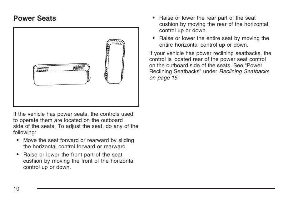 Power seats | GMC 2007 Sierra User Manual | Page 10 / 674