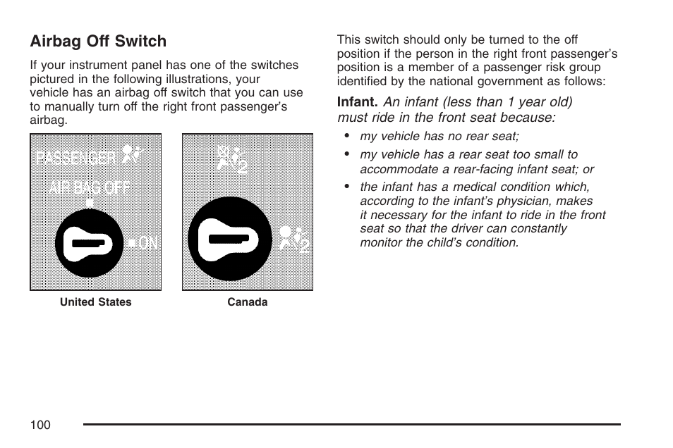 Airbag off switch | GMC 2007 Sierra User Manual | Page 100 / 674