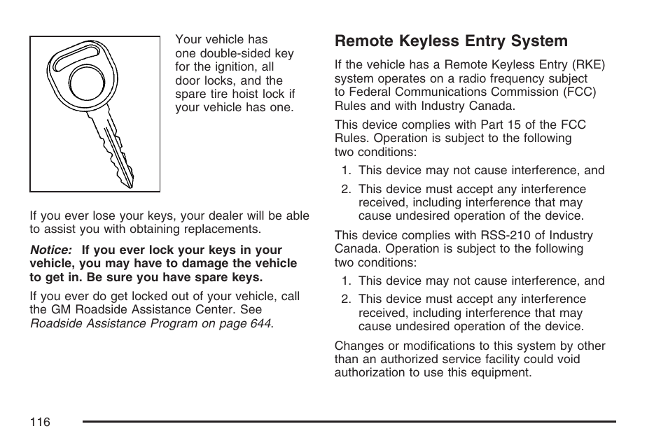 Remote keyless entry system | GMC 2007 Sierra User Manual | Page 116 / 674