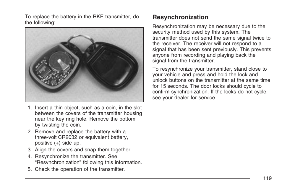 Resynchronization | GMC 2007 Sierra User Manual | Page 119 / 674