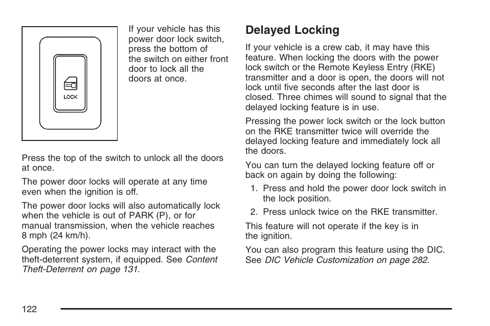 Delayed locking | GMC 2007 Sierra User Manual | Page 122 / 674