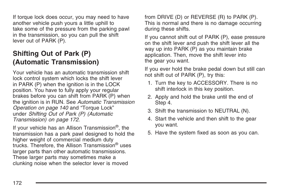 Shifting out of park (p) (automatic transmission), Shifting out of park (p), Automatic transmission) | GMC 2007 Sierra User Manual | Page 172 / 674