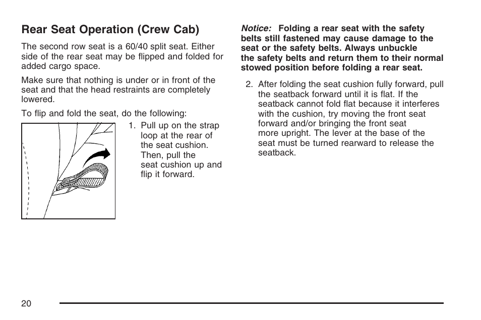 Rear seat operation (crew cab) | GMC 2007 Sierra User Manual | Page 20 / 674