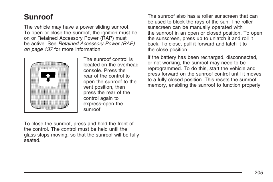 Sunroof | GMC 2007 Sierra User Manual | Page 205 / 674