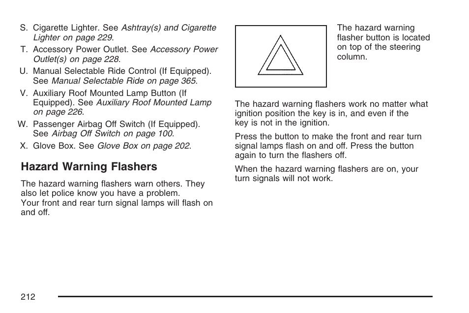 Hazard warning flashers | GMC 2007 Sierra User Manual | Page 212 / 674