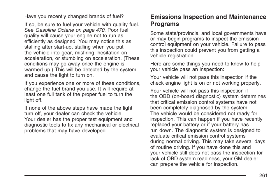 Emissions inspection and maintenance programs | GMC 2007 Sierra User Manual | Page 261 / 674