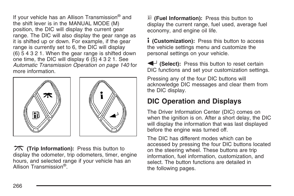 Dic operation and displays | GMC 2007 Sierra User Manual | Page 266 / 674