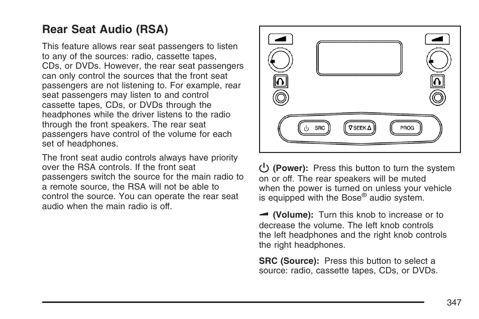 Rear seat audio (rsa) | GMC 2007 Sierra User Manual | Page 347 / 674