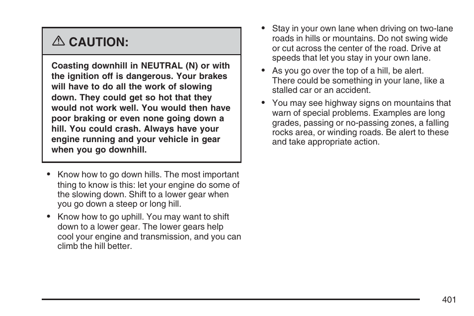 Caution | GMC 2007 Sierra User Manual | Page 401 / 674