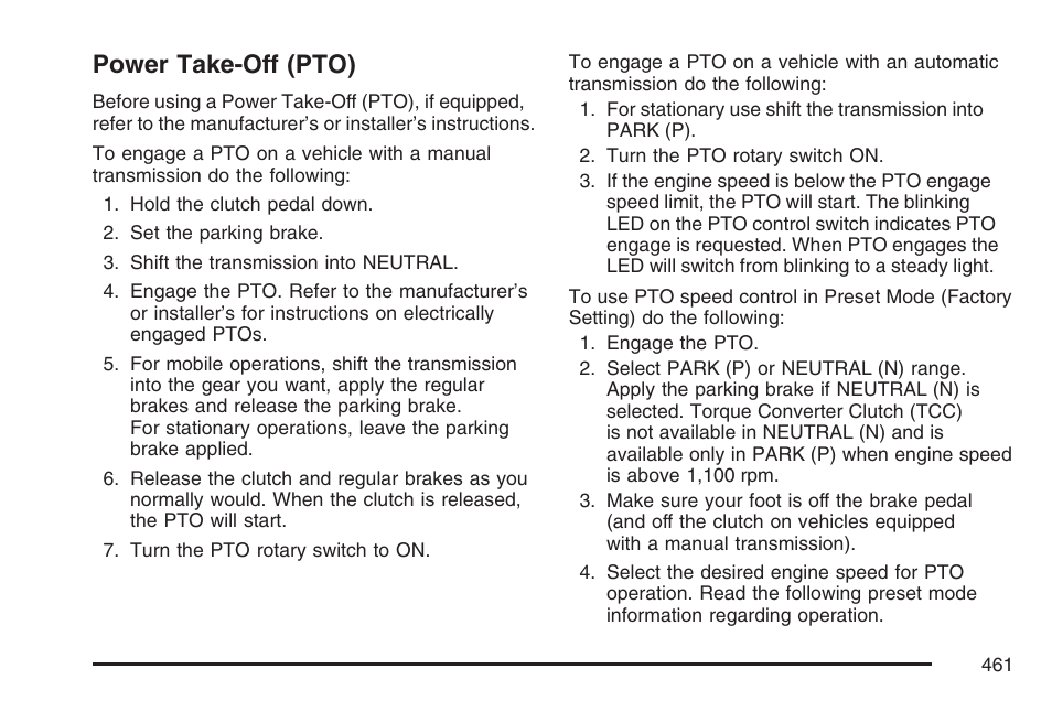 Power take-off (pto) | GMC 2007 Sierra User Manual | Page 461 / 674