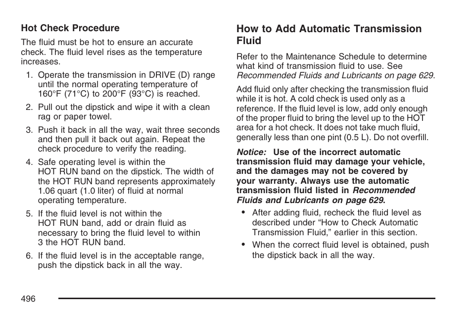 How to add automatic transmission fluid | GMC 2007 Sierra User Manual | Page 496 / 674