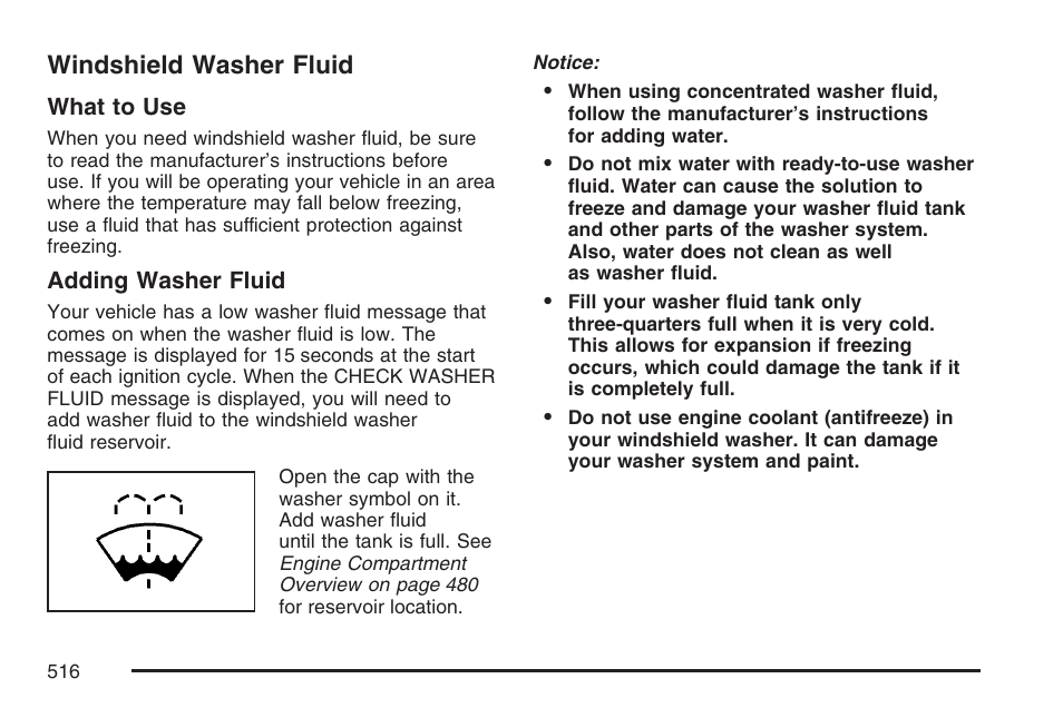 Windshield washer fluid | GMC 2007 Sierra User Manual | Page 516 / 674