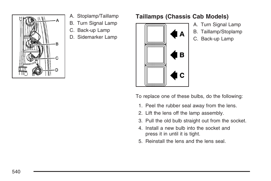 Taillamps (chassis cab models) | GMC 2007 Sierra User Manual | Page 540 / 674