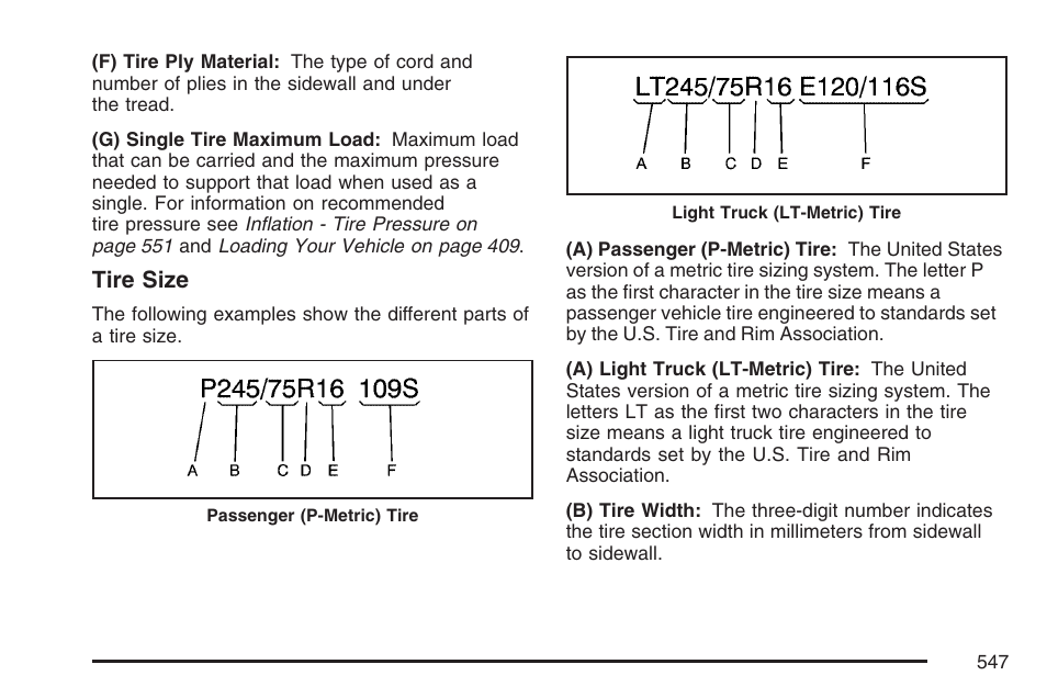 Tire size | GMC 2007 Sierra User Manual | Page 547 / 674