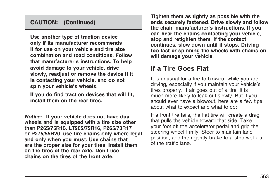 If a tire goes flat | GMC 2007 Sierra User Manual | Page 563 / 674