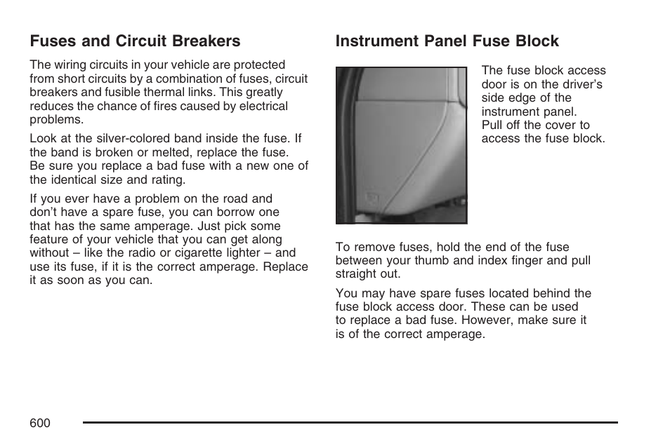 Fuses and circuit breakers, Instrument panel fuse block, Instrument panel | Fuse block | GMC 2007 Sierra User Manual | Page 600 / 674