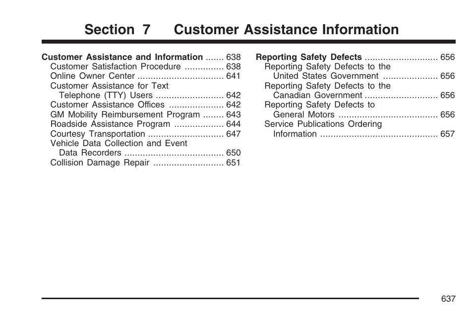 Customer assistance information | GMC 2007 Sierra User Manual | Page 637 / 674