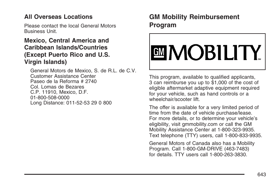 Gm mobility reimbursement program | GMC 2007 Sierra User Manual | Page 643 / 674