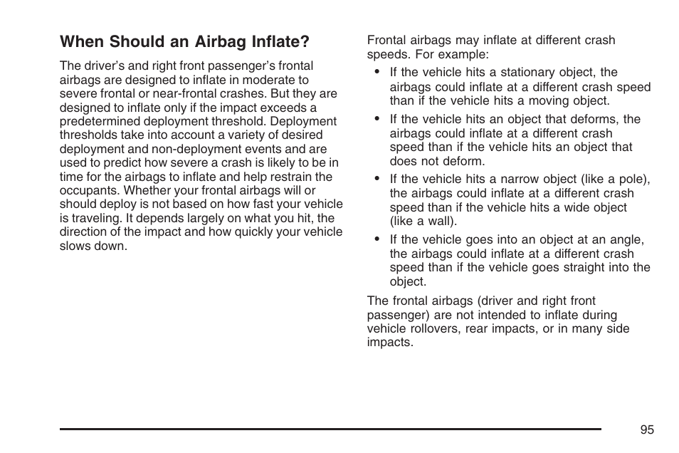 When should an airbag inflate | GMC 2007 Sierra User Manual | Page 95 / 674