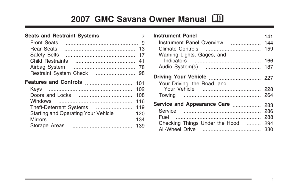 GMC 2007 Savana User Manual | 452 pages