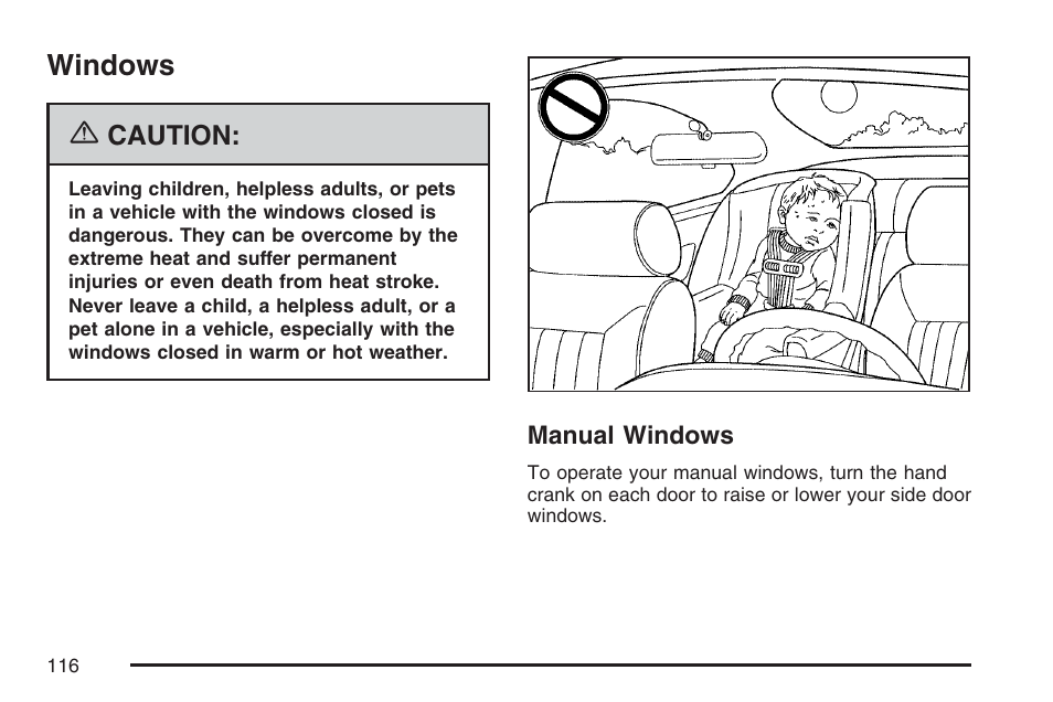 Windows, Manual windows | GMC 2007 Savana User Manual | Page 116 / 452