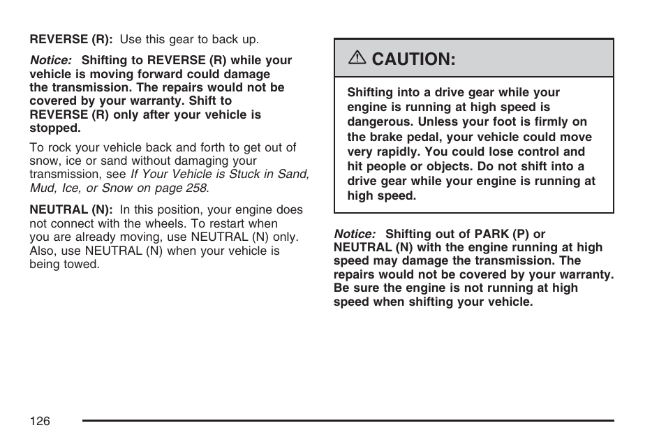 Caution | GMC 2007 Savana User Manual | Page 126 / 452