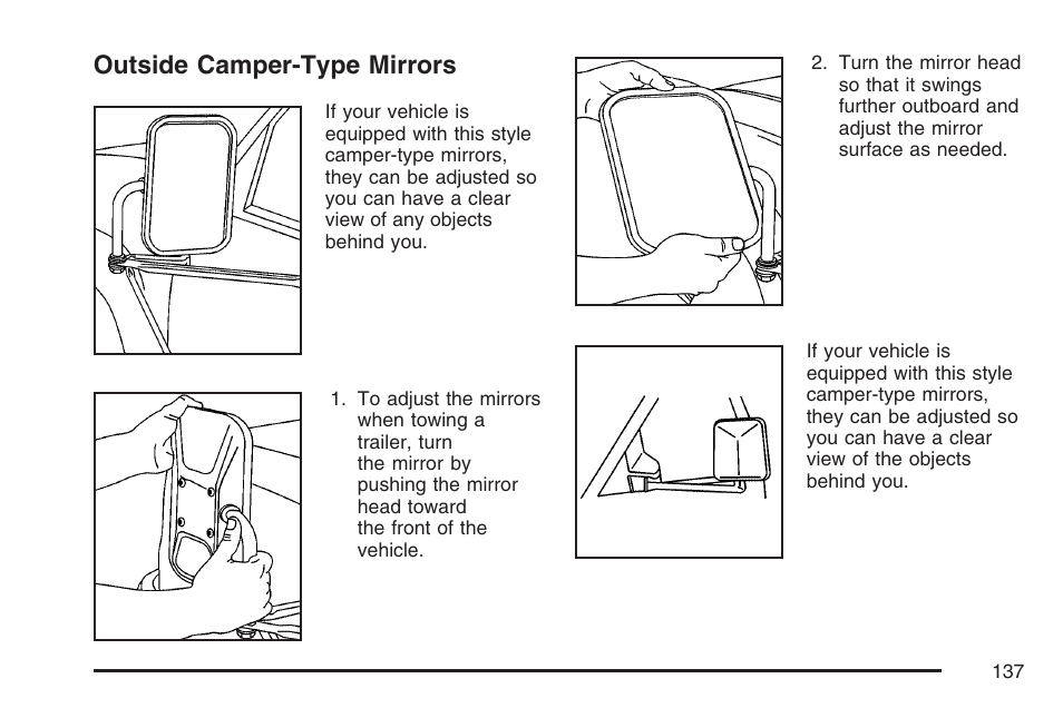 Outside camper-type mirrors | GMC 2007 Savana User Manual | Page 137 / 452
