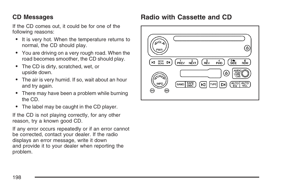 Radio with cassette and cd | GMC 2007 Savana User Manual | Page 198 / 452
