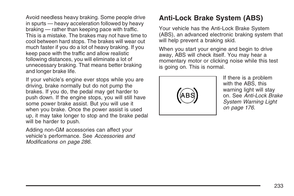 Anti-lock brake system (abs) | GMC 2007 Savana User Manual | Page 233 / 452