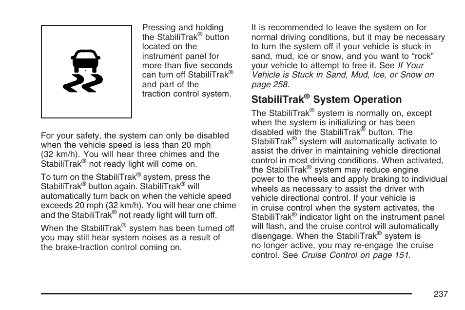 Stabilitrak, System operation | GMC 2007 Savana User Manual | Page 237 / 452