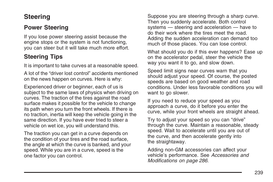 Steering | GMC 2007 Savana User Manual | Page 239 / 452