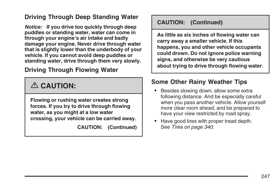 Caution | GMC 2007 Savana User Manual | Page 247 / 452