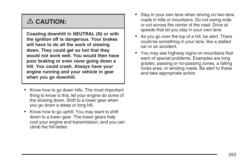 Caution | GMC 2007 Savana User Manual | Page 253 / 452