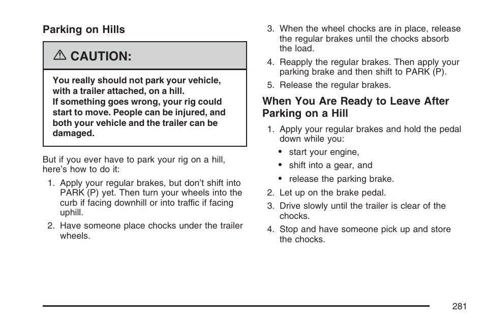 Caution | GMC 2007 Savana User Manual | Page 281 / 452