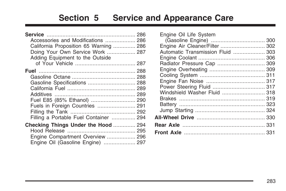 Service and appearance care | GMC 2007 Savana User Manual | Page 283 / 452