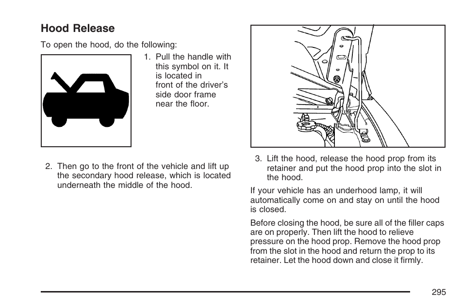 Hood release | GMC 2007 Savana User Manual | Page 295 / 452