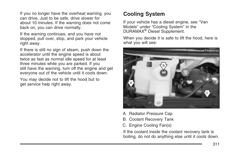 Cooling system | GMC 2007 Savana User Manual | Page 311 / 452