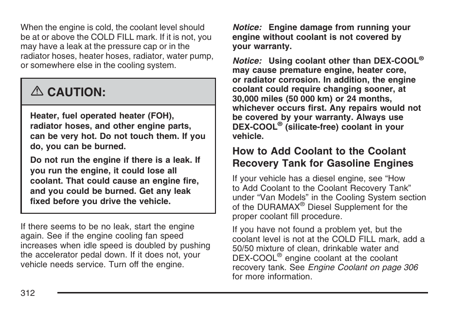 Caution | GMC 2007 Savana User Manual | Page 312 / 452