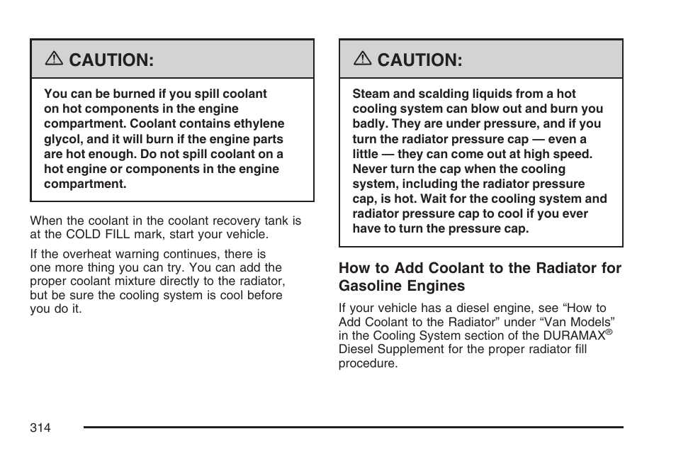 Caution | GMC 2007 Savana User Manual | Page 314 / 452