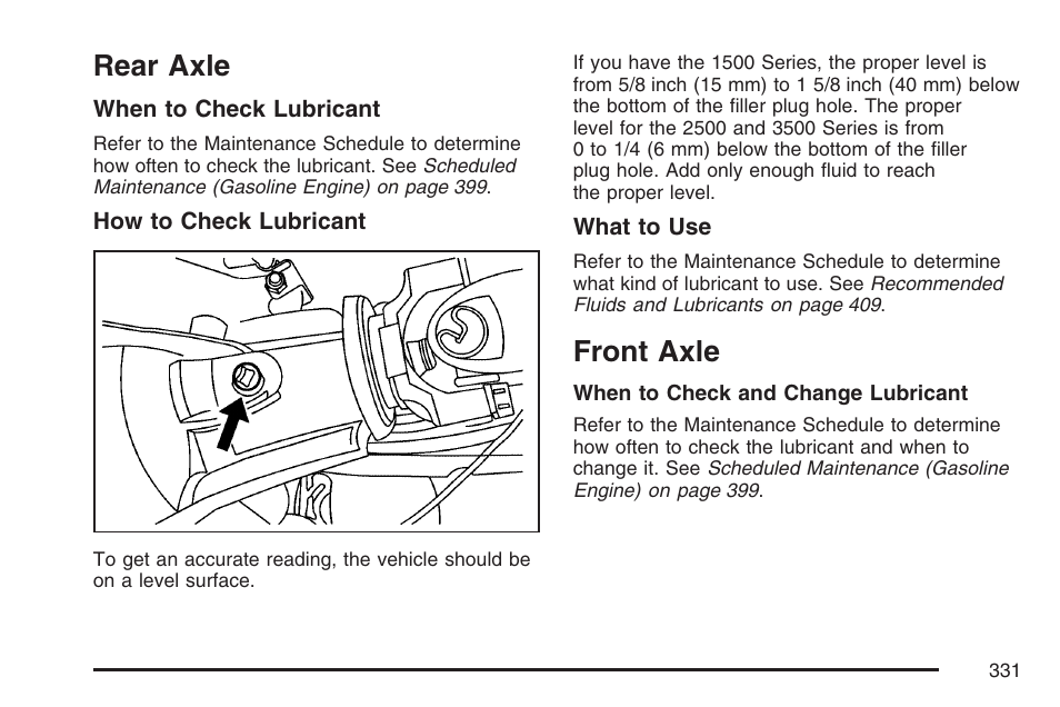 Rear axle, Front axle | GMC 2007 Savana User Manual | Page 331 / 452